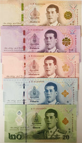 Thailand Set 5 UNC 20 50 - 1000 Baht P 136 137 138 139 (142 POLYMER) Random Sign