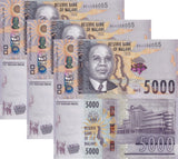 Malawi 5000 Kwacha 2023 P 71 Mzuzu UNC LOT 3 PCS