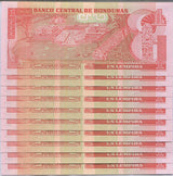Honduras 1 Lempira 2006 P 84 e UNC LOT 10 PCS ,Pelota game arena, ruins of Copan