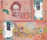 Costa Rica 20000 Colones 2018 ND 2020 P 284 Polymer UNC ,Sunflower ,Hummingbird