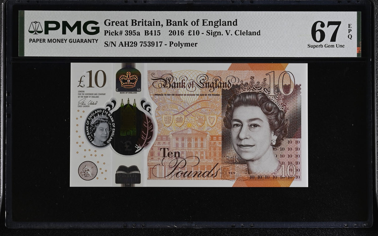 Great Britain 10 Pounds 2016 P 395 a Polymer Superb Gem UNC PMG 67 EPQ