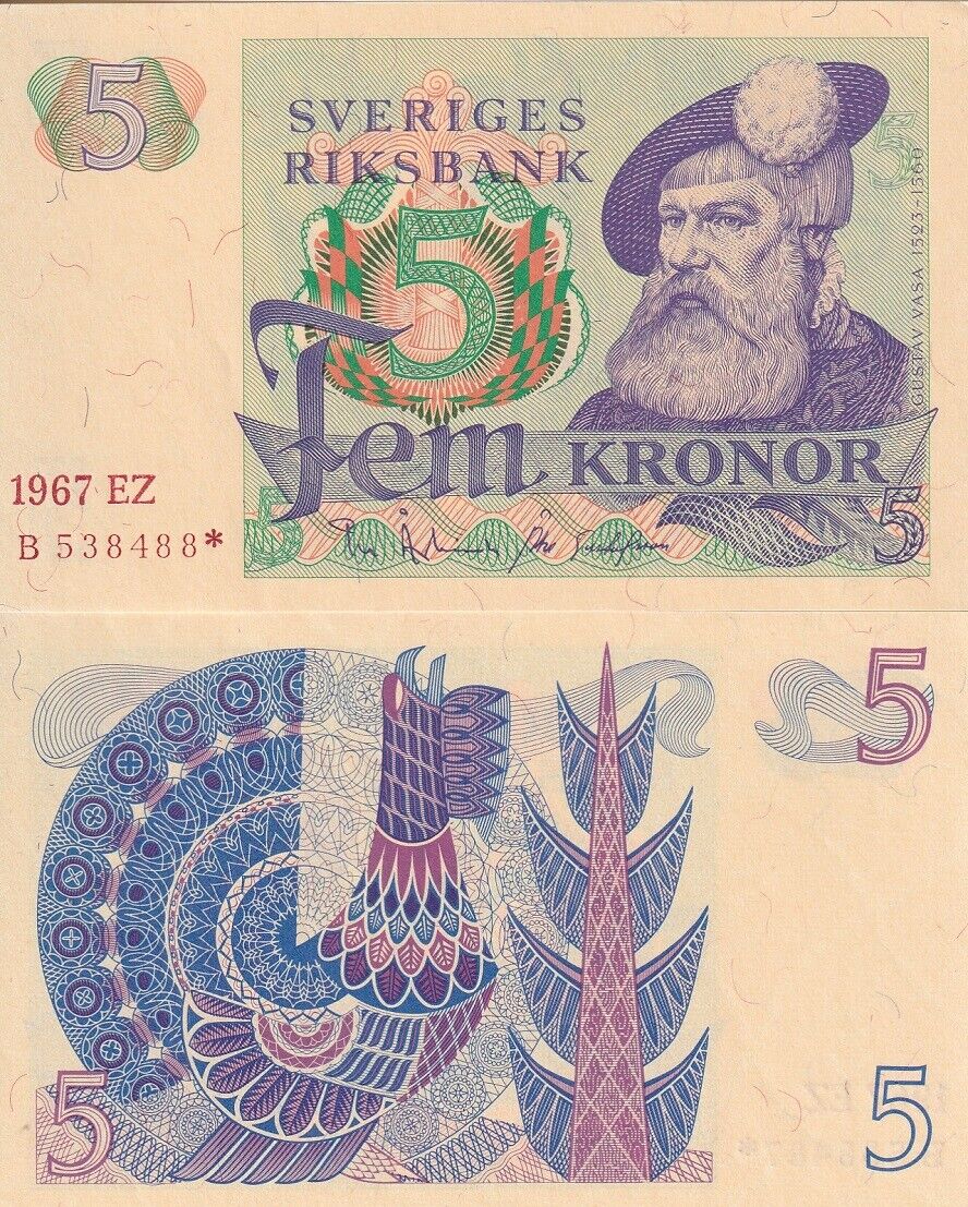 Sweden 5 Kronor 1967 Replacement P 51 * UNC