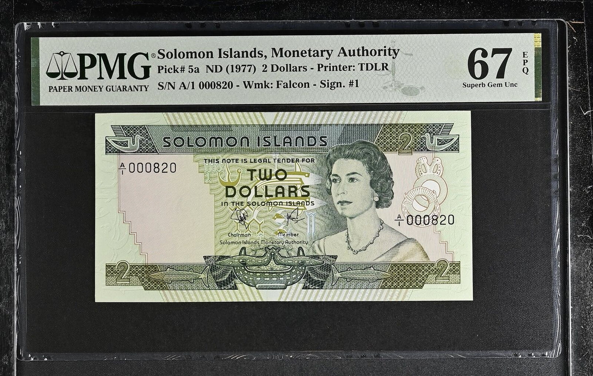 Solomon Islands 2 Dollars ND 1977 P 5 a Superb Gem UNC PMG 67 EPQ