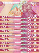 Uzbekistan 2000 Som 2021 P W87 UNC Lot 10 Pcs