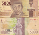 Indonesia 5000 Rupiah 2016/Mixed Year P 156 UNC LOT 10 PCS 1/10 BUNDLE