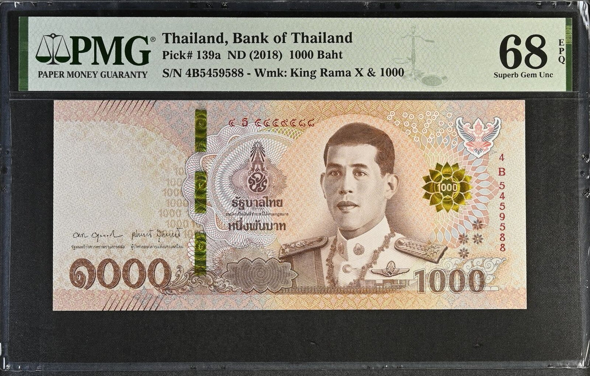 Thailand 1000 Baht ND 2018 P 139 a Sign 92 Superb Gem UNC PMG 68 EPQ TOP POP