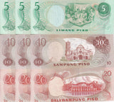 Philippines Set 3 x Lot 3 = 9 UNC 5 10 20 Piso ND 1978 P 160 161 162