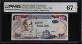 Jamaica 50 Dollars 2019 P 94 e Superb Gem UNC PMG 67 EPQ ,Printer G&D