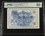 Germany Reichsbank 100 Mark 1908 P 33 a Gem UNC PMG 65 EPQ