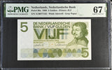 Netherlands 5 Gulden 1966 P 90 a Superb Gem UNC PMG 67 EPQ