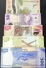 Mexico set 5 UNC 20 50 100 200 500 Mixed Years P 131 131A 132 133 136