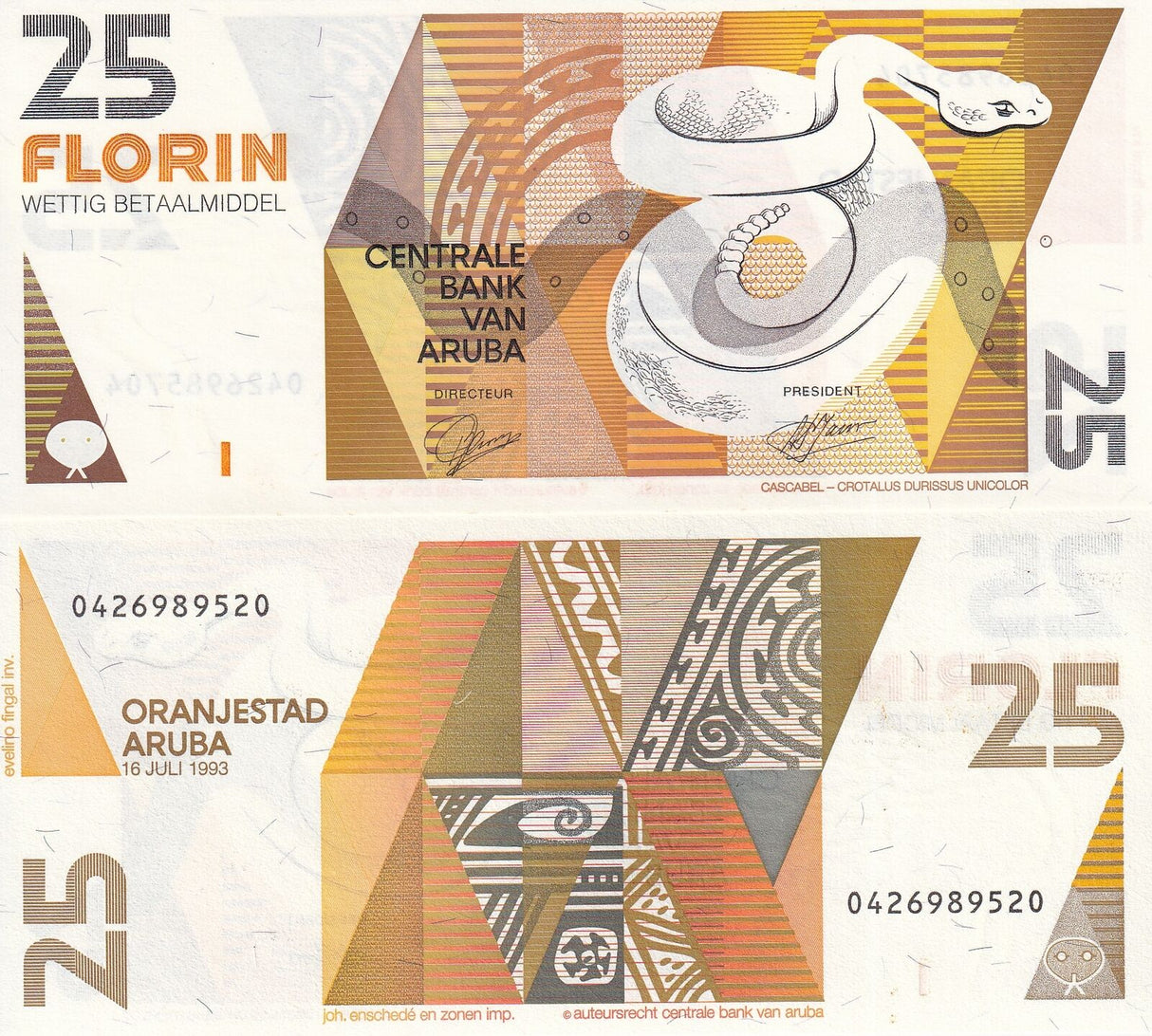 Aruba 25 Florins 1993 P 12 UNC