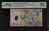 Romania 10 Lei 2020 P 119 k Polymer Superb Gem UNC PMG 67 EPQ
