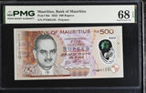Mauritius 500 Rupees 2022 Polymer P 66 e Superb Gem UNC PMG 68 EPQ TOP POP