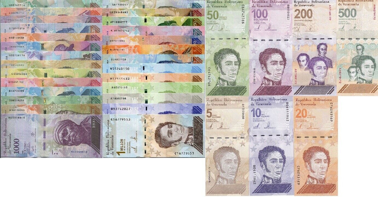 Venezuela Set 34 UNC 2 - 1 Million Bolivares Digitales 2013-2024 P 88 -115 - 121