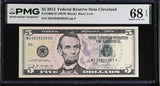 United States 5 Dollars Usa 2013 P 539 D Cleveland Superb Gem UNC PMG 68 EPQ