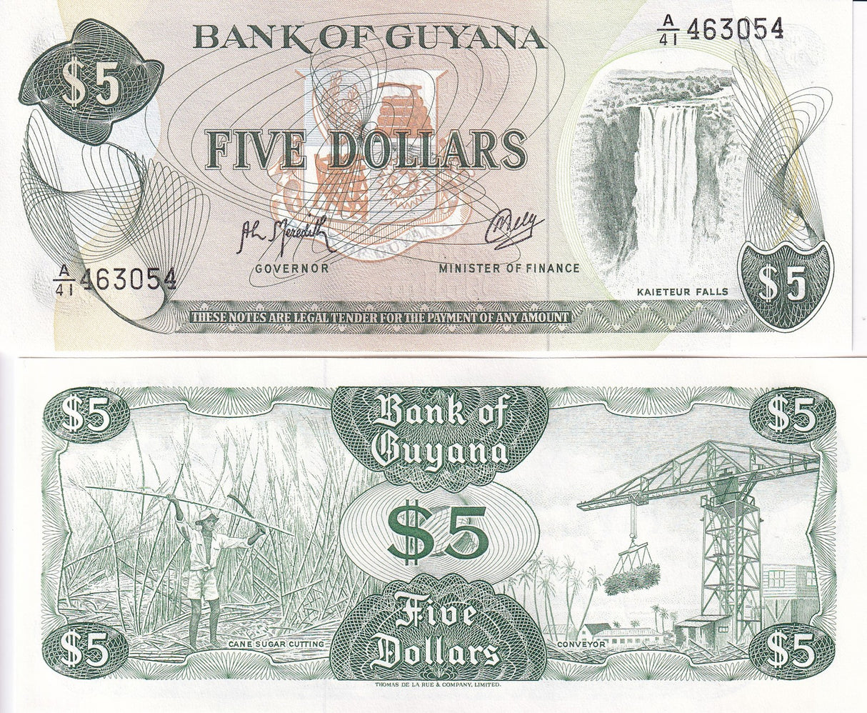 Guyana 5 Dollars 1992 P 22 f UNC