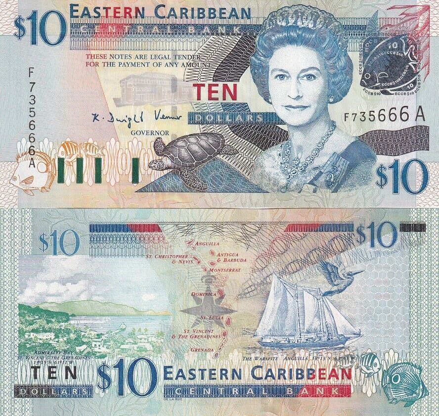 East Caribbean 10 Dollars ND 2003 suffix letter A P 43 a UNC