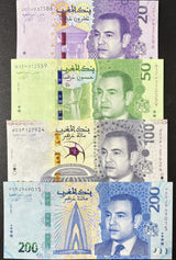 Morocco Set 4 UNC 20 50 100 200 Dirhams 2023 - 2025 P 79 80 82 83 NEW Design
