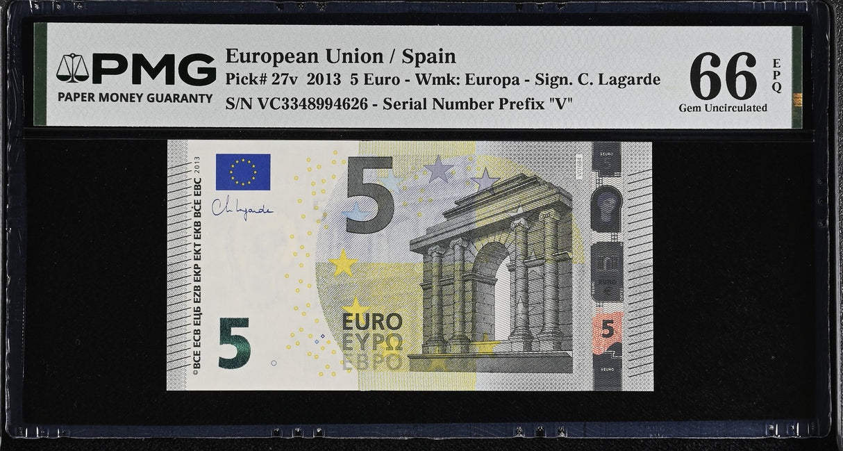 Euro 5 Euro Spain 2013 P 27 v Gem UNC PMG 66 EPQ