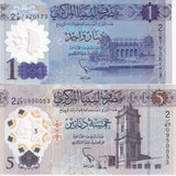 Libya Set 2 Pcs 1 5 Dinar 2019 2021 P 85 P 86 Polymer UNC