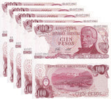 Argentina 100 Pesos ND 1976-1978 P 302 b UNC LOT 5 PCS