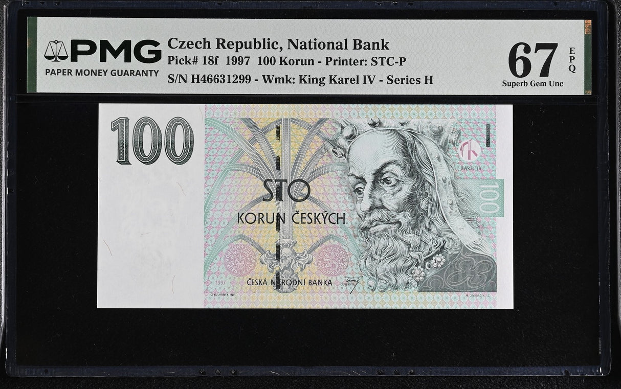 Czech Republic 100 Korun 1997 P 18 f Superb Gem UNC PMG 67 EPQ
