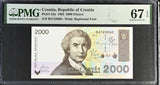 Croatia 2000 Dinara 1992 P 23 a Superb Gem UNC PMG 67 EPQ
