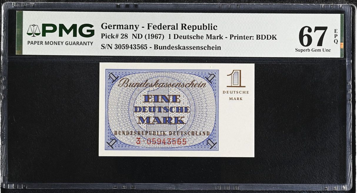 Germany Federal Republic 1 Deutsche Mark ND 1967 P 28 Superb Gem UNC PMG 67 EPQ
