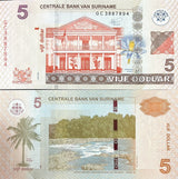 Suriname 5 Dollars 2020 P 162 New Sign UNC