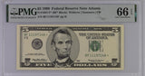 United States 5 Dollars USA 1999 P 505* Atlanta Replacement Gem UNC PMG 66 EPQ