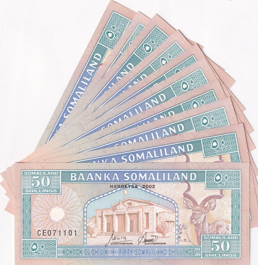 Somaliland 50 Shillings 2002 P 7 UNC LOT 10 PCS