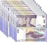 Indonesia 10000 Rupiah 2005/2013 P 150 d UNC LOT 10 PCS