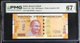 India 200 Rupees 2021 P 113 v Superb Gem UNC PMG 67 EPQ TOP POP