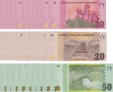 Zimbabwe SET 3 x Lot 10 = 30 UNC 10 20 50 Zig 2026 P 115 116 117 New