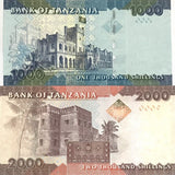Tanzania Set 2 UNC 1000 2000 Shillings 2020 P 41 P 42 UNC