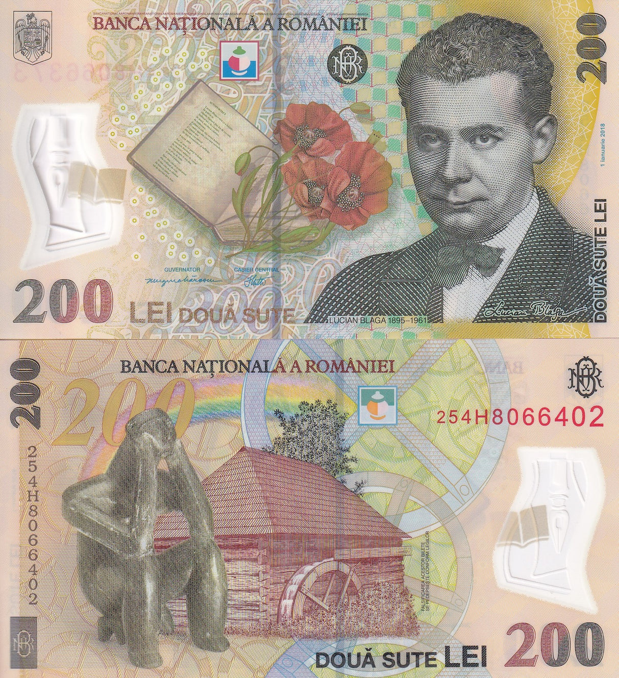 Romania 200 Leu 2018/2025 P 122 Polymer UNC