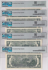 United States SET 5 ,2 Dollars USA FRN Mixed State Superb Gem UNC PMG 67 EPQ