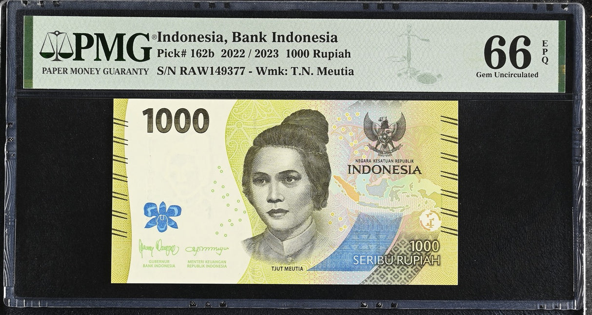 Indonesia 1000 Rupiah 2022 / 2023 P 162 b Gem UNC PMG 66 EPQ