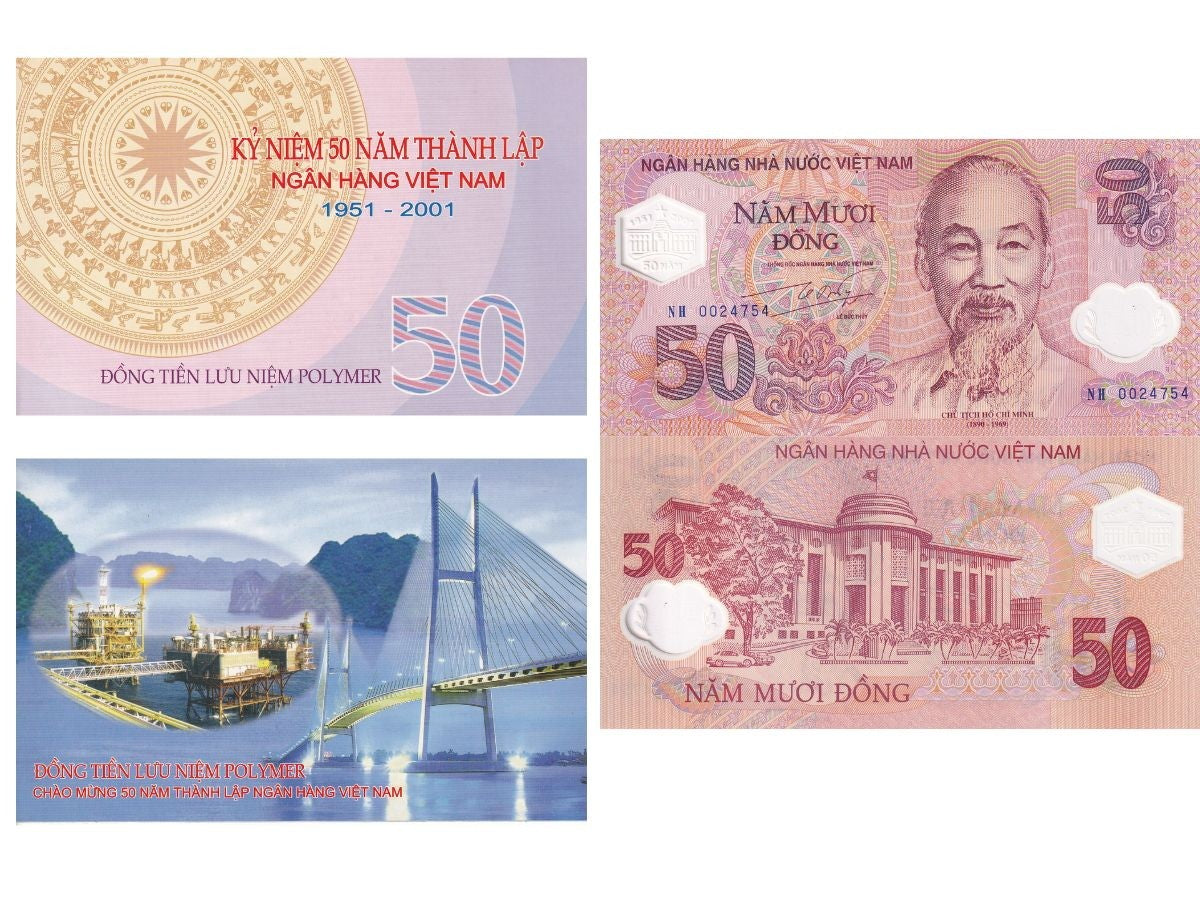 Vietnam 50 Dong 2001 P 118 UNC With Folder FOLDER