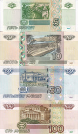Russia Set 4 UNC 5 10 50 100 Rubles 1997 (2004)-2022 P 267 b 268 c 269 270 c
