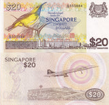 Singapore 20 Dollars ND 1979 P 12 UNC, BAC-Concorde 102,Yellow-breasted sunbird
