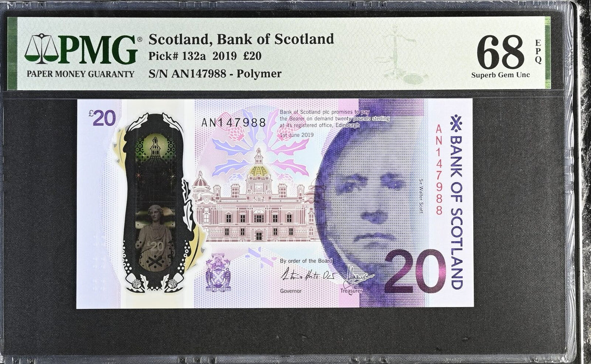 Scotland 20 Pounds 2019 P 132 a Polymer Superb Gem UNC PMG 68 EPQ