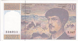 France 20 Francs 1995 P 151 h UNC Claude Debussy, lake scene, La Mer