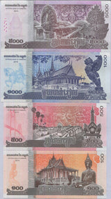 Cambodia Set 4 Pcs 100 500 1000 5000 Riels 2014-2016 P 65 66 67 68 UNC