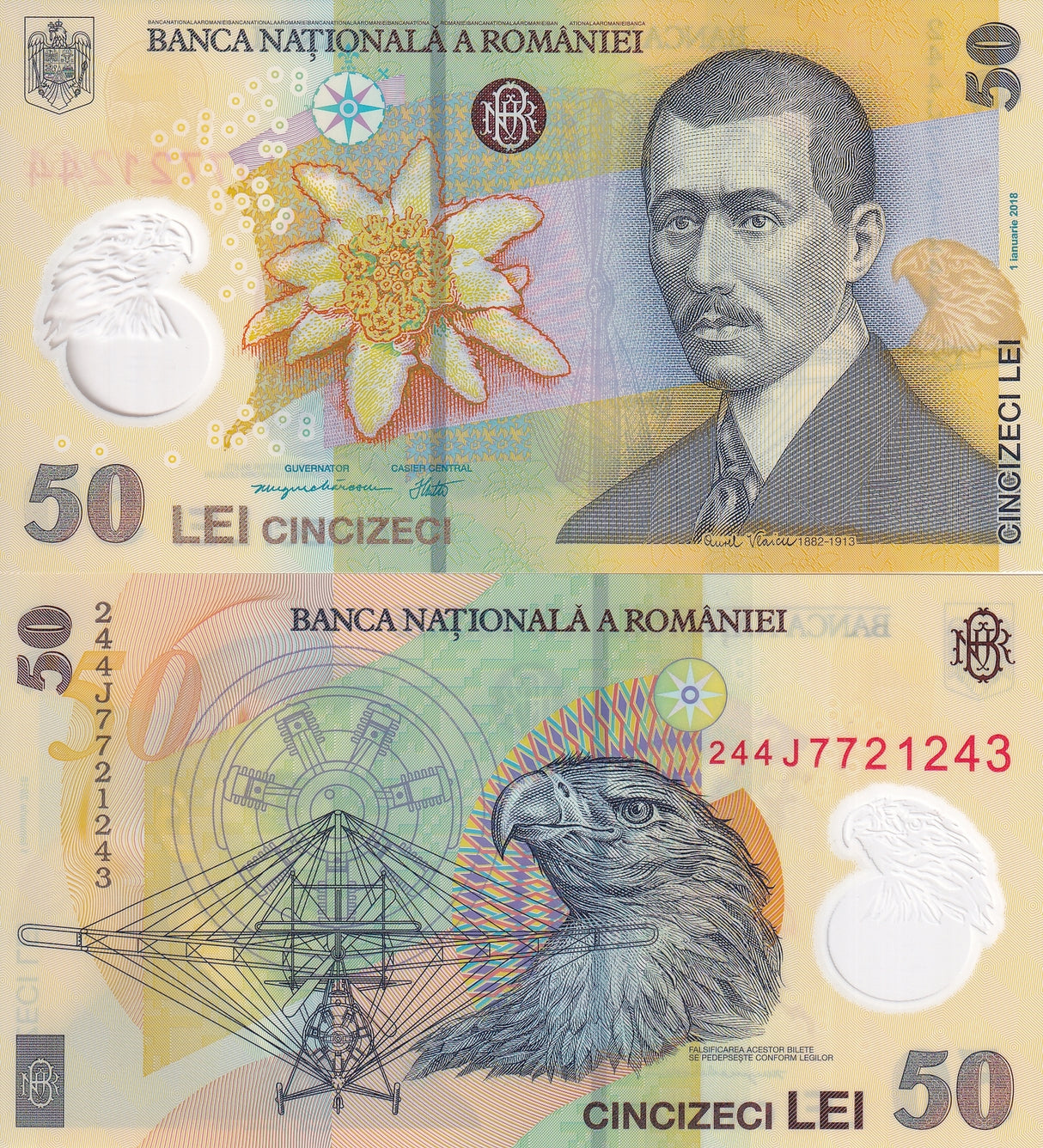 Romania 50 Lei 2018/2024 P 120 Polymer UNC