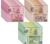 Zimbabwe SET 3 x Lot 20 Pcs 10 20 50 Zig 2026 P 115 116 117 New Design RHINO