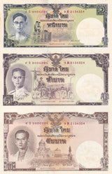 Thailand 1 5 10 Baht ND 2007 P 117 Comm. Uncut UNC W/FOXING No Folder