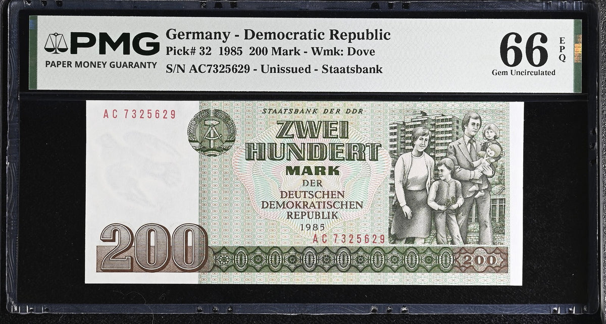 Germany Democratic republic 200 Mark 1985 P 32 Gem UNC PMG 66 EPQ