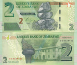 Zimbabwe 2 Dollars 2016 P 99 UNC ,Torch of Independence monument ,Bond Note